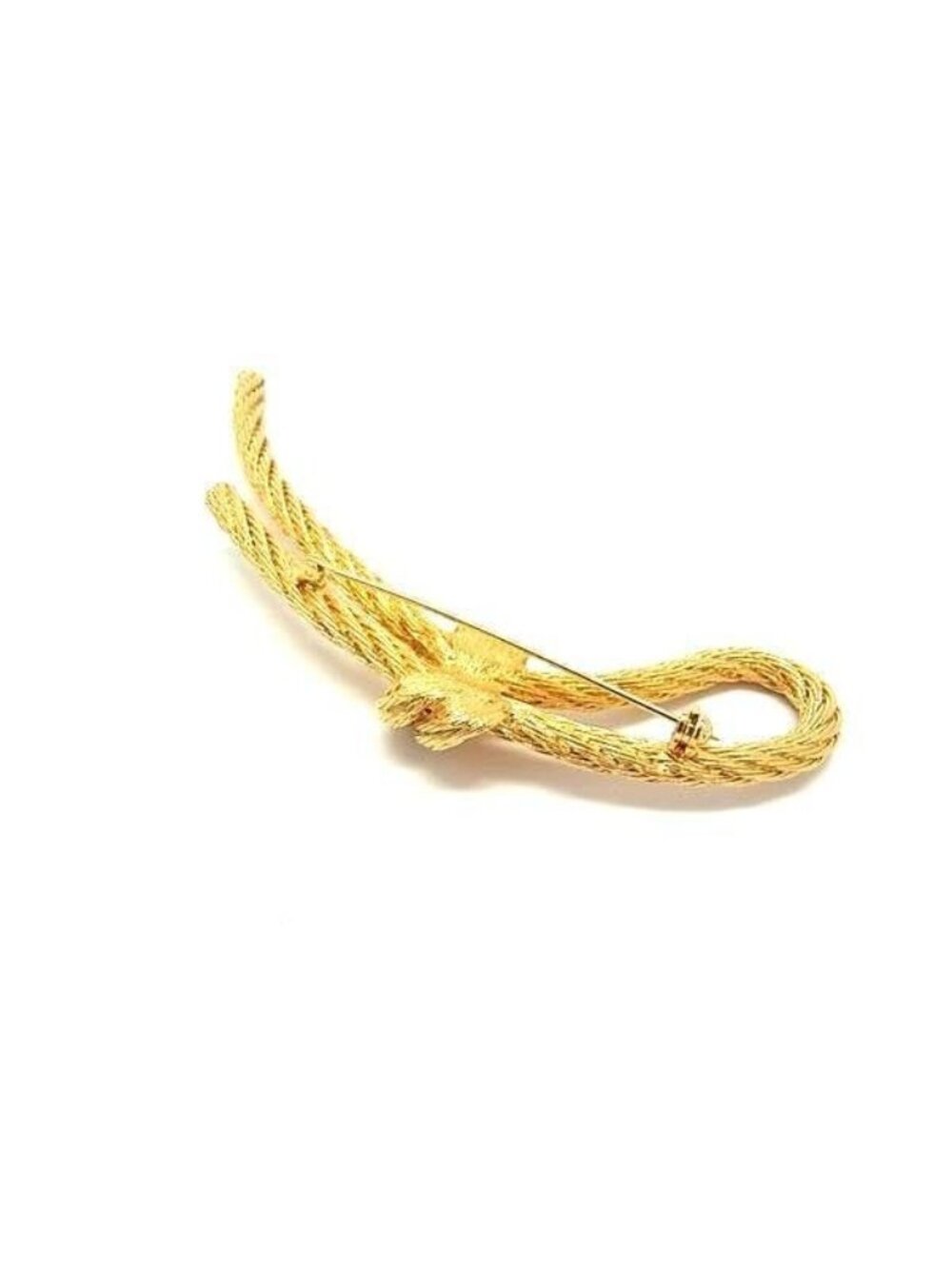 Dior Brooch Gold Metal Rhinestone Rope Motif - Picture 2 of 4
